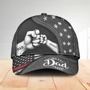 Personalized American Dad Classic Cap – Best Dad Ever Hat with Kid’s Name – Custom Baseball Trucker Hat – Father’s Day Gift for Dad, Papa & Grandpa
