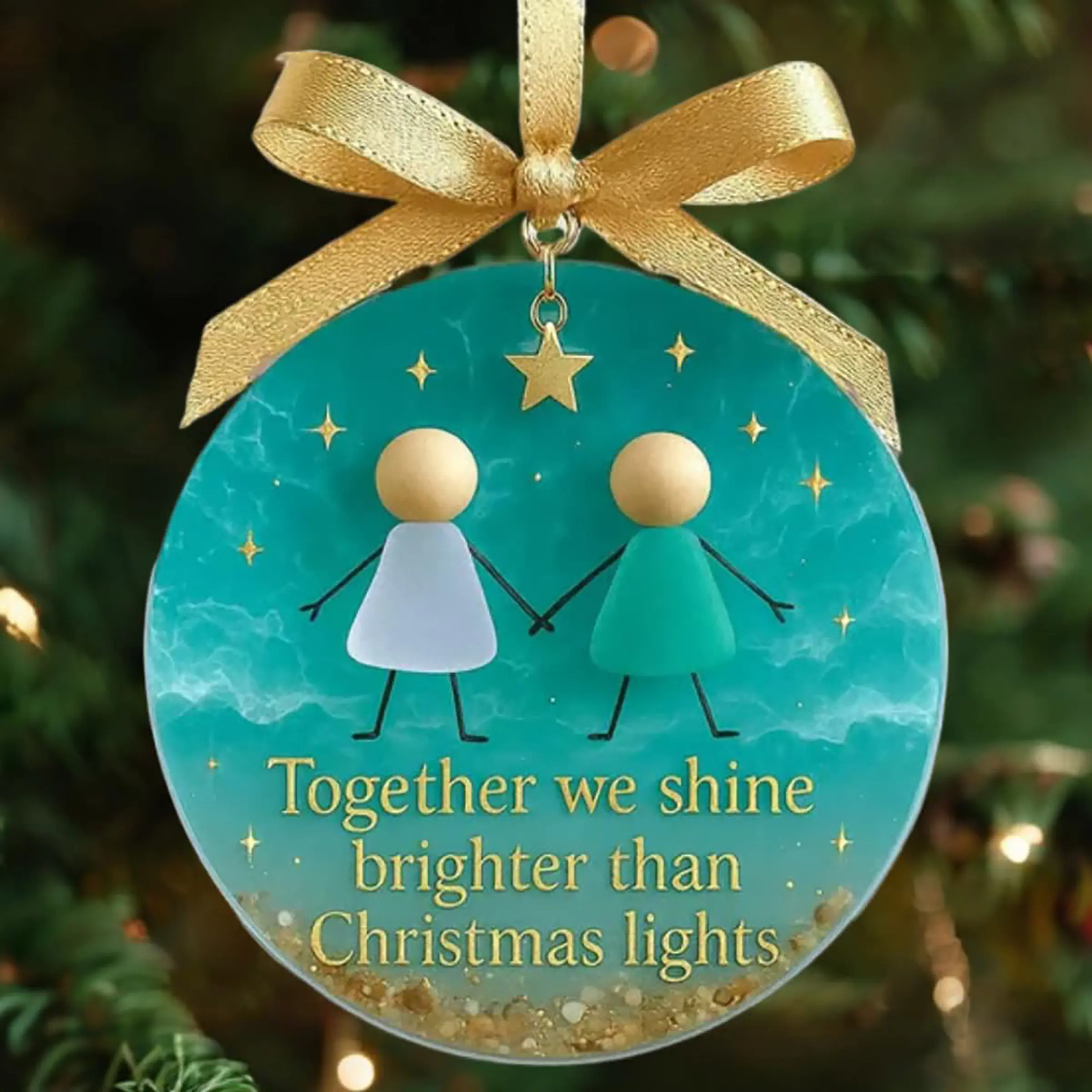 Friendship Sea Glass Christmas Ornament, Handmade Sea Glass Friendship Ornament for Christmas Tree Hanging Ornaments, Gifts for Best Friend Woman, Friendships Gifts