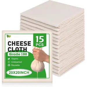 15 count  Cheese Cloths for Straining, 20x20 Inch,   Cheese Cloths Unbleached,Cheese Cloth  With Hemmed Edge for Straining Liquid,Cheese Making,Juicing,Baking,Cooking Turkey
