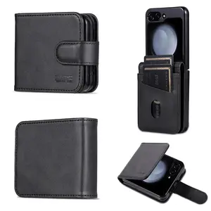New PU Leather Wallet Case for Samsung Galaxy Z Flip7/flip6/flip5, Shockproof Cover with Card Holder Design, Stylish Phone Accessory