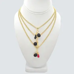 Moda Mimos Chain with Multipendant Para Para and Fist Women's Accessories 18 Inches Stylish Versatile Necklace for Various Occasions