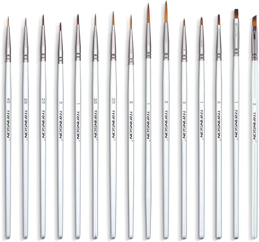 Transon Fine Detail Paint Brush Set for Miniature Models Craft Painting Body Painting with Acrylic Gouache Watercolor Tempera and Oil Paint