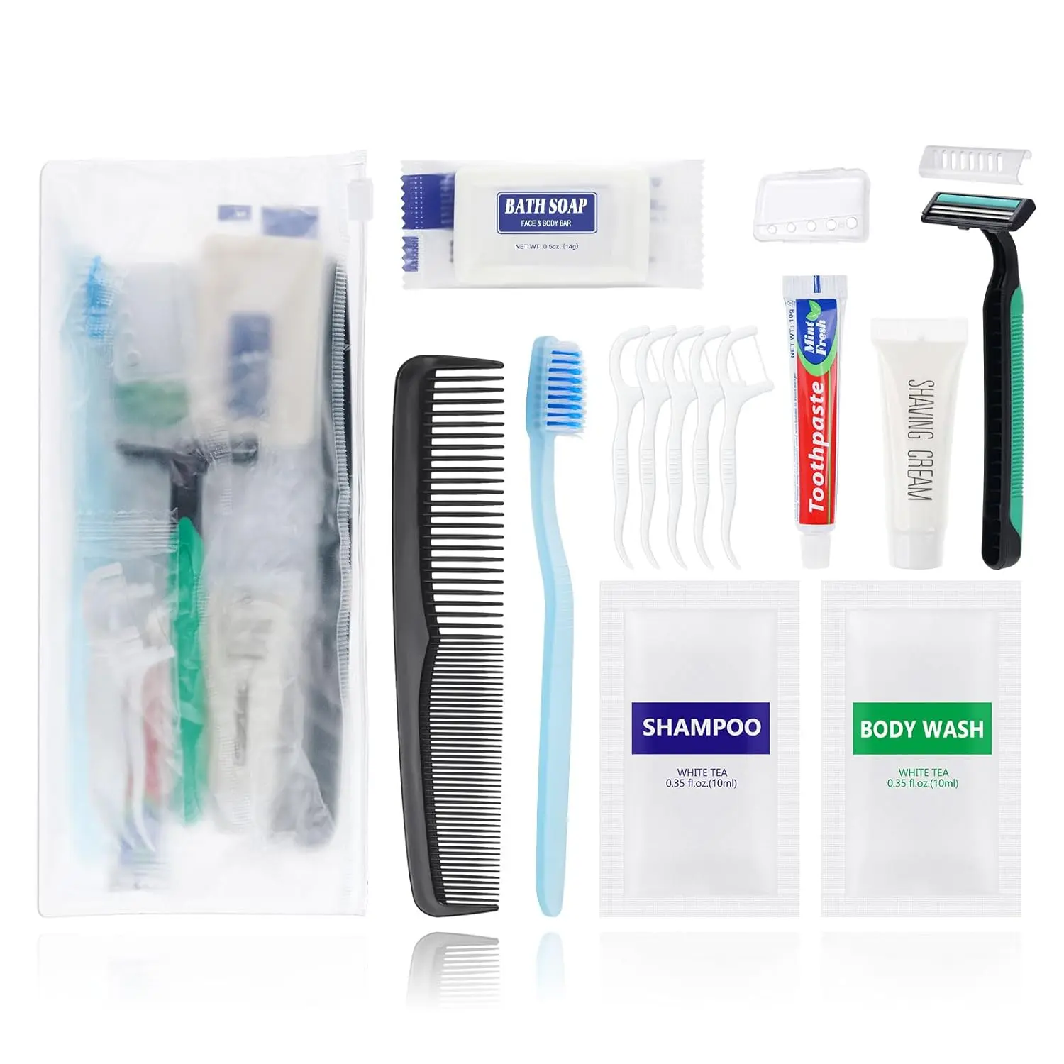 Pack of 5 Travel Size Toiletries Kit Individually Packed,Personal Hygiene Kit for Men Homeless Care Package Supplies Bulk, Multi-Pack