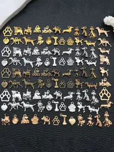 100pcs Antique 5 Color Assorted Dog Charm Alloy Animal Pendant, Stylish Playful Charm, Jewelry Making Charms, DIY Earrings Necklace Supplies, Accessories