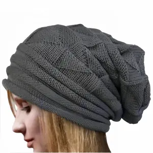 Women's Solid Color Winter Warm Ear Protection Knit Hat, Fashionable Outdoor Loose Fit Knitted Cap, Cozy and Stylish Winter Accessory, High Quality Hat