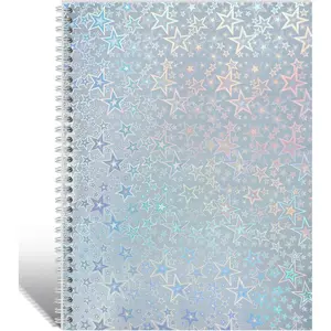 Large Reusable Sticker Book Collecting Album 8.5×11 Inch Sticker Storage Collection Organizer Book for Adult with 40 Sheets Letter Size Blank Release Paper and Holographic Cover (Star)