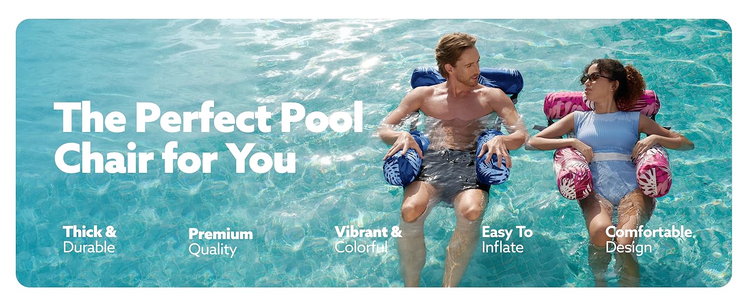 pool accessories SummerVibes Pool Lounge Chair with Headrest, Portable Mesh Pool Float for Adults, Ideal for Summer Beach, Swimming Pool Parties, Water Relaxation & Outdoor Vacations summerwins