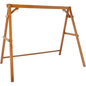 VINGLI Heavy Duty 660 LBS Wooden Swing Frame with Extra Bottom Connection Board, Upgraded A-Frame Porch Swing Bench Stand for Indoor & Outdoor