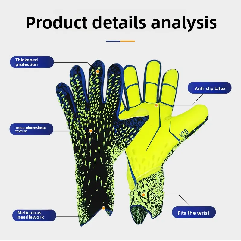 Professional Goalkeeper Gloves for Adults & Kids, Durable Anti-Slip Latex Palm with Cushioning for Soccer & Futsal Match Play