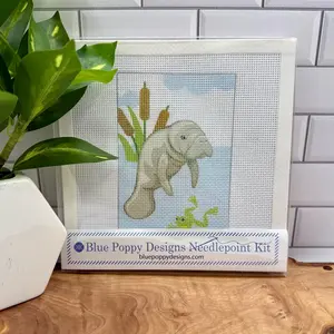 Manatee (with frog) Needlepoint Kit