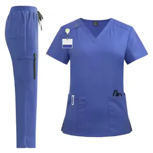 Sky Blue 2-Piece Nurse Scrub Set | Cargo Leg Scrub Pants Set