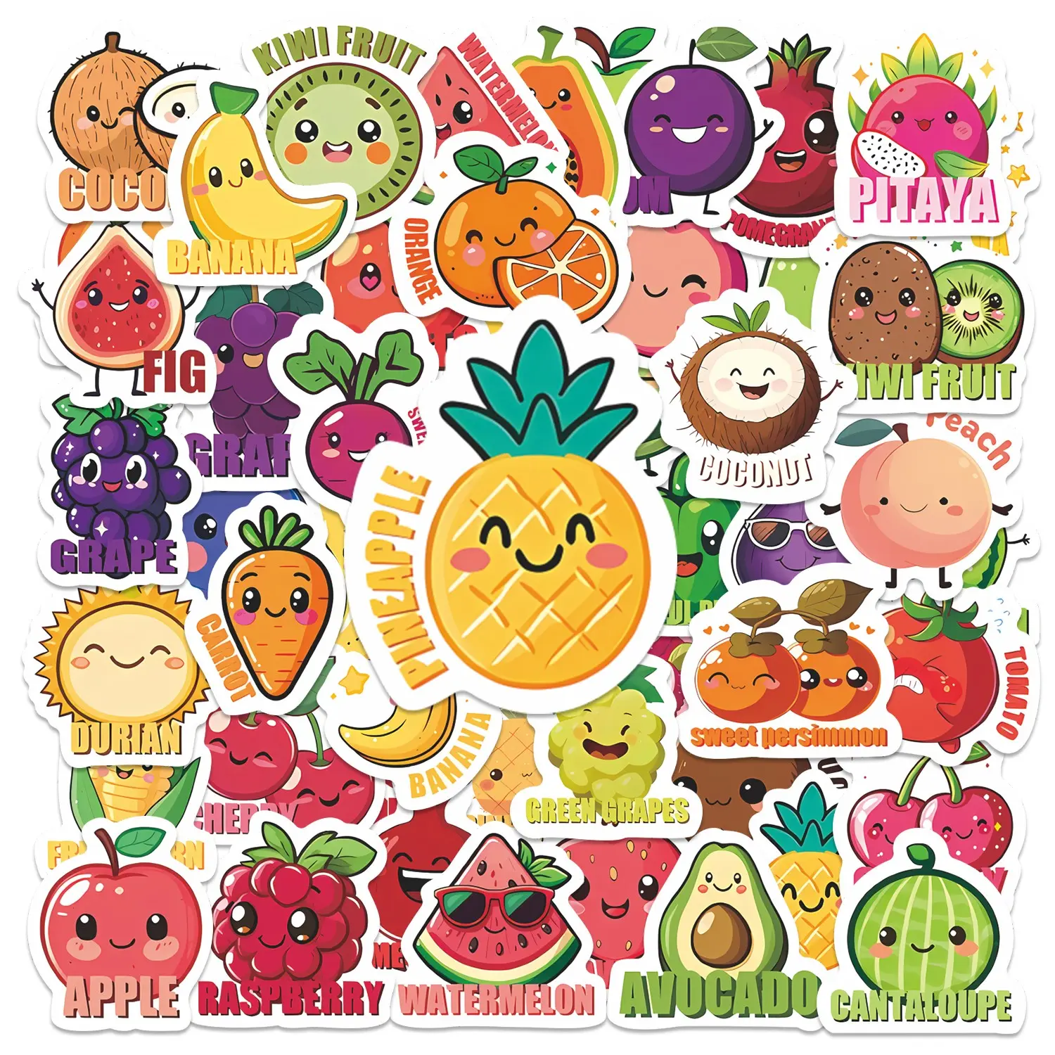 50pcs Construction Vehicle Stickers Pack, Waterproof Cartoon Truck & Tractor Decals for Laptop, Water Bottle, Notebook, Scrapbook & Kids' Toys, Toddler Gift
