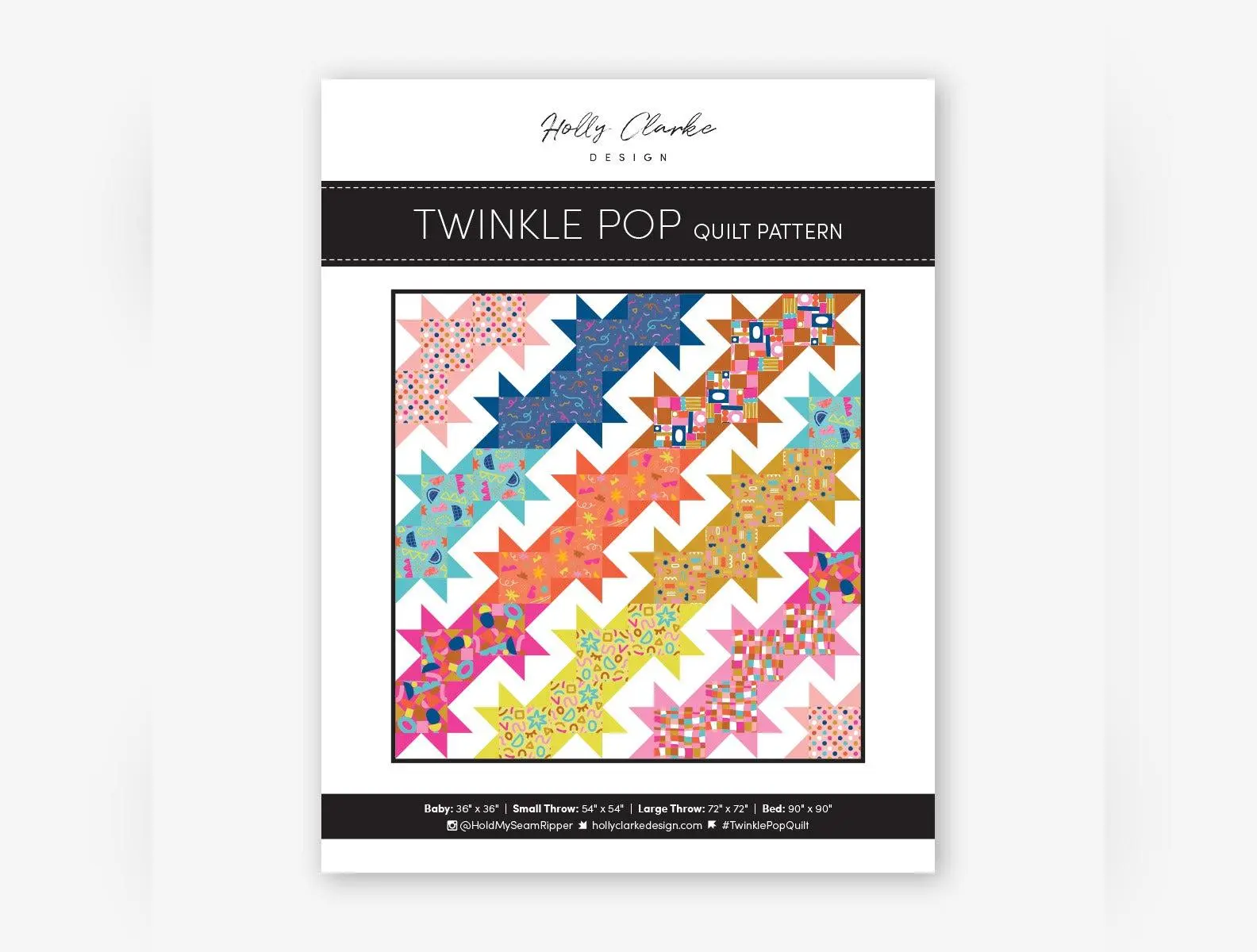 Twinkle Pop Quilt Pattern by Holly Clarke Design | 4 Sizes | Fat Quarter Friendly