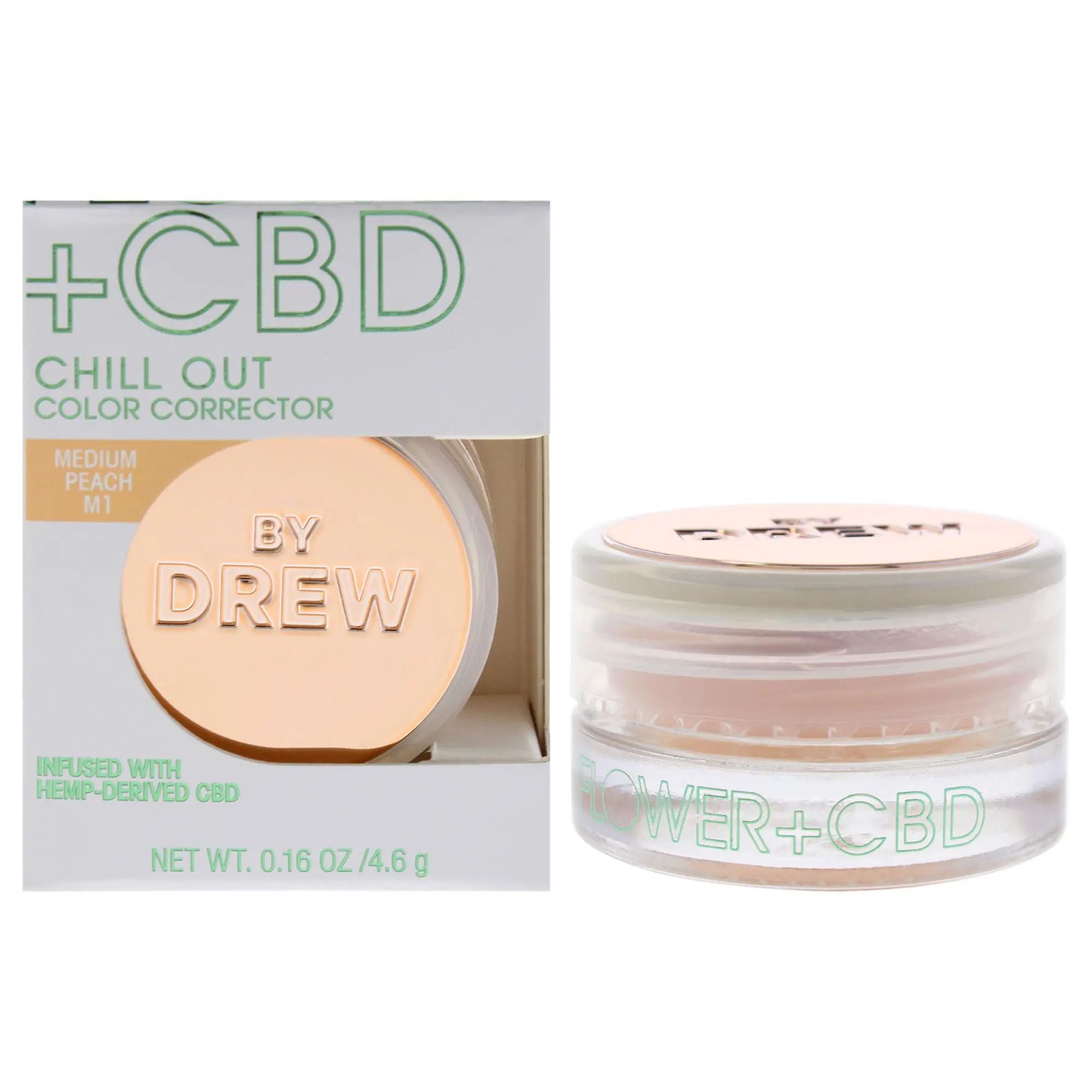 Women's Flower Beauty CBD Chill Out Color Corrector - M1 Medium Peach, Flawless Cosmetic Makeup Concealer, 0.16oz Single Unit