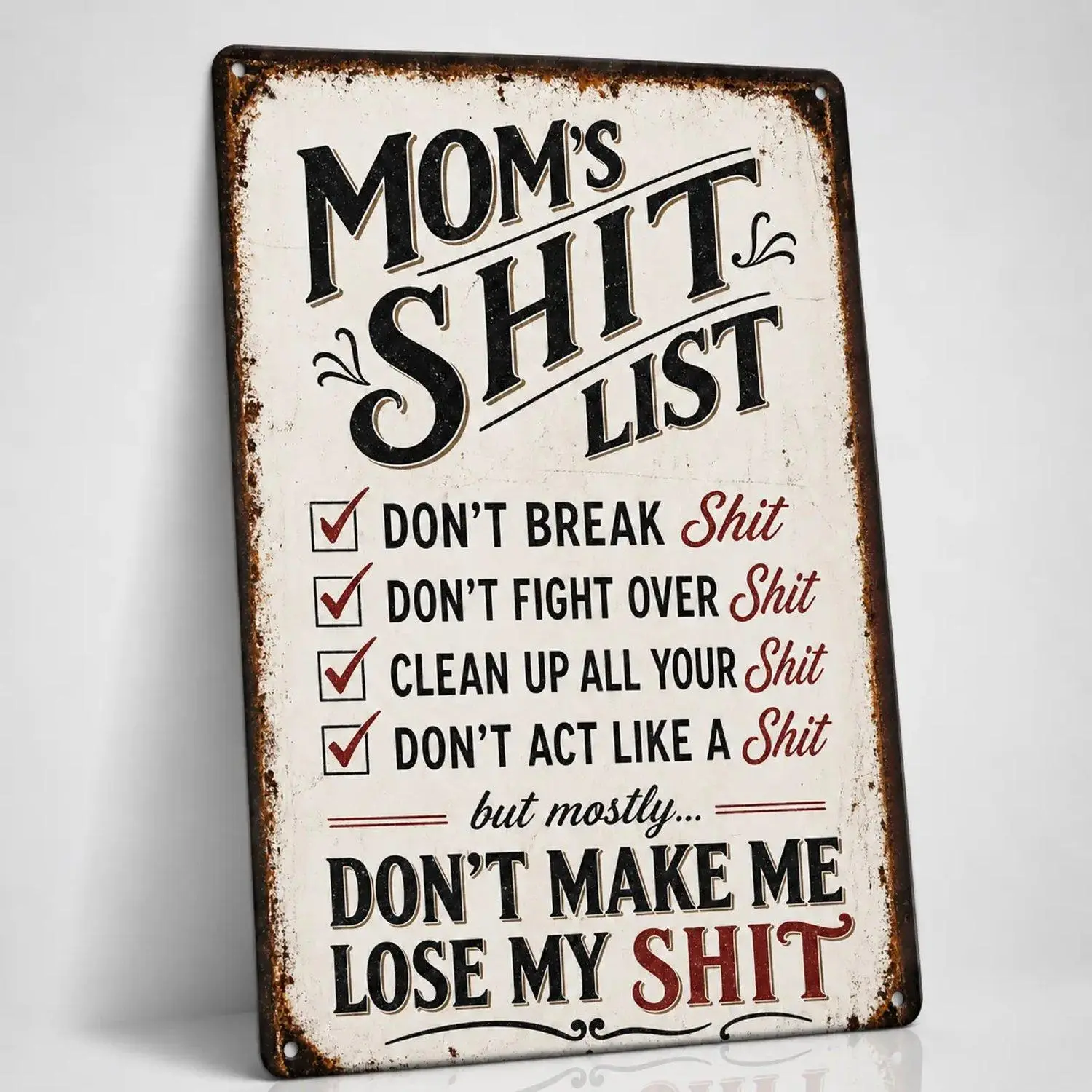 Mom Rule Aluminium Metal Prints Home To Do Reminder Mom Birthday Gift Home Accessory Mom Birthday Gifts Decorative Retro Style Artwork