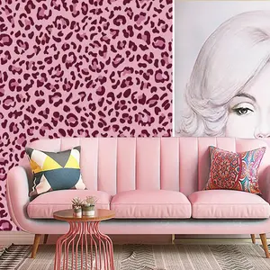 Leopard Print Peel & Stick Wallpaper Roll, Waterproof Removable Self Adhesive Textured Wall Paper, Suitable for Bedroom Bathroom Living Room