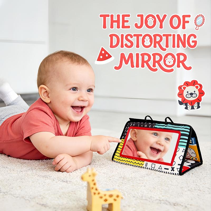 HOTMIR Black and White Newborn Mirror Toys Baby Tummy Time for Babies Development Crawl High Contrast Activity Sensory Toy