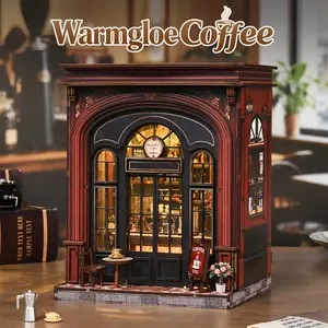 Warmglow Cafe Book Nook Kit – DIY 3D Wooden Puzzle with LED Lights, Miniature Coffee Shop with Furniture & Details, Cozy Bookshelf Decor, Creative Craft Gift for Adults & Teens