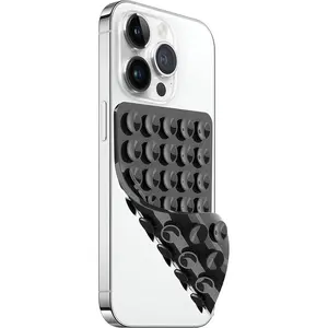 LvShuLiangPin Silicone Suction Cup Phone Case Mount Double Sided, Hands-Free Strong Grip Silicon Phone Holder for Selfies and Videos, Non Slip Phone Accessories (Black)