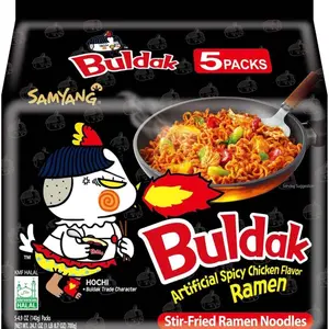 Samyang Buldak Spicy Ramen, Hot Chicken Ramen, Korean Stir-Fried Instant Noodle, Original, 1 Bag with 5 Pack Pack Pack