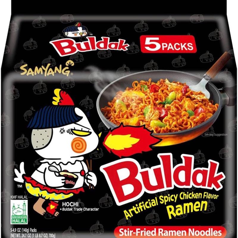 Samyang Buldak Spicy Ramen, Hot Chicken Ramen, Korean Stir-Fried Instant Noodle, Original, 1 Bag with 5 Pack Pack Pack