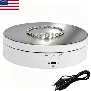 Electric Motorized 360° Rotating Display Stand, Jewelry Photography Turntable, 6.6lbs Capacity, Adjustable Speed/Angle, Compact Quiet for Home, Studio & TikTok Product Display