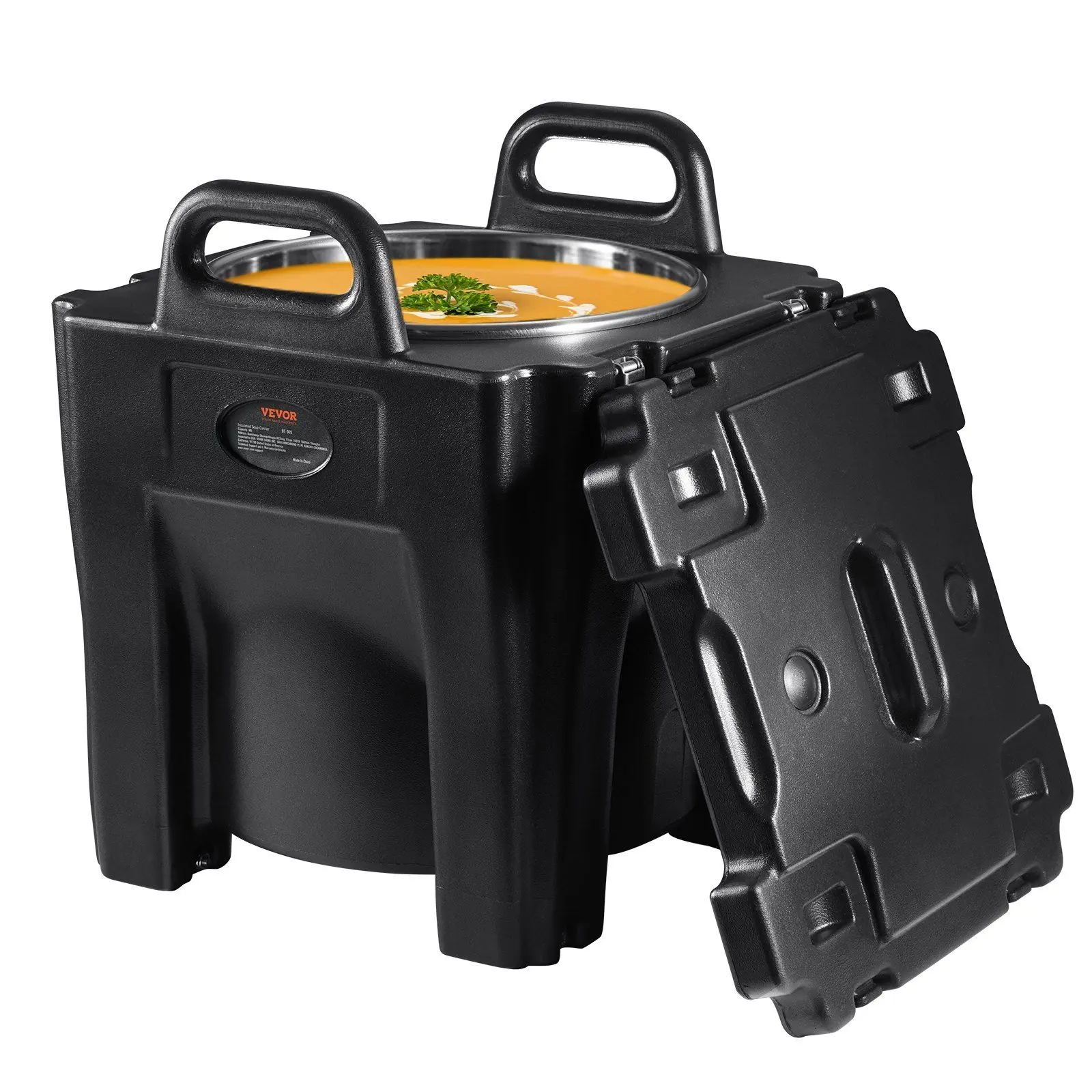 Spring new arrivals Insulated Food Carrier, 32Qt Capacity, Stackable Catering Hot Box w/Stainless Steel Barrel, Top Load LLDPE Food Warmer w/Integral Handles Buckles Stationary , for Restaurant Canteen, Black stick backsplash wallpaper l