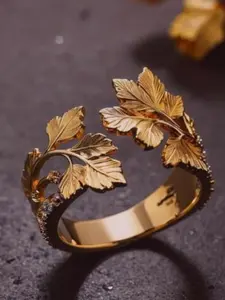 Women's Leaf Patchwork Geometric Ring, Vintage Trendy Party Jewelry Accessory, Ladies Fashion Statement Ring, Vintage Embossed Ring