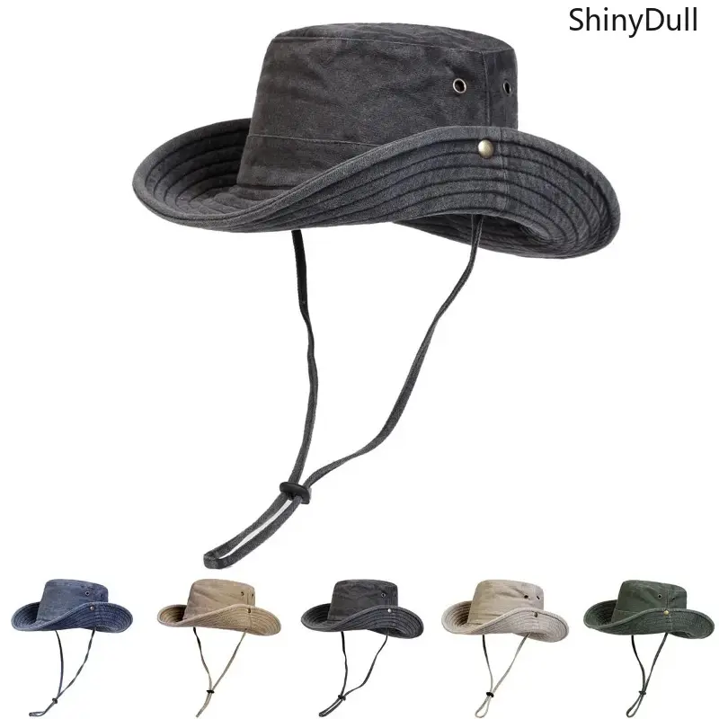 Men's Washed Bucket Hat, Lightweight Casual Sunhat with a Wide Brim for UV Protection, Street Style for Outdoor Hiking & Travel, Street Style Cap, Mens Hats, Hiking Hats