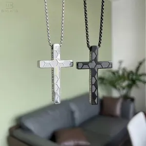 Faith Cross Necklace Gifts for Men, Stainless Steel Bible Verse Pendant with Chain Christian Religious Jewelry Meaningful Gifts for Birthday,Graduation,or Confirmation,Gift for Him