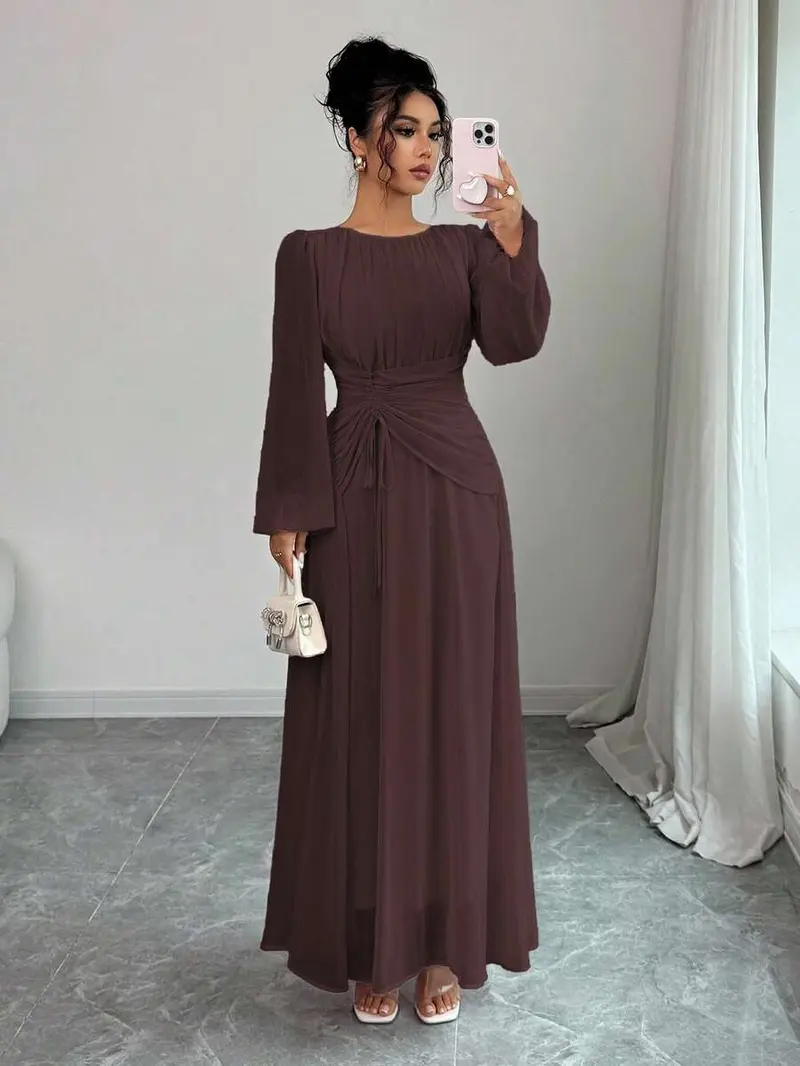 long sleeve white dress casual White Long Sleeve Smocked Dress SMALL