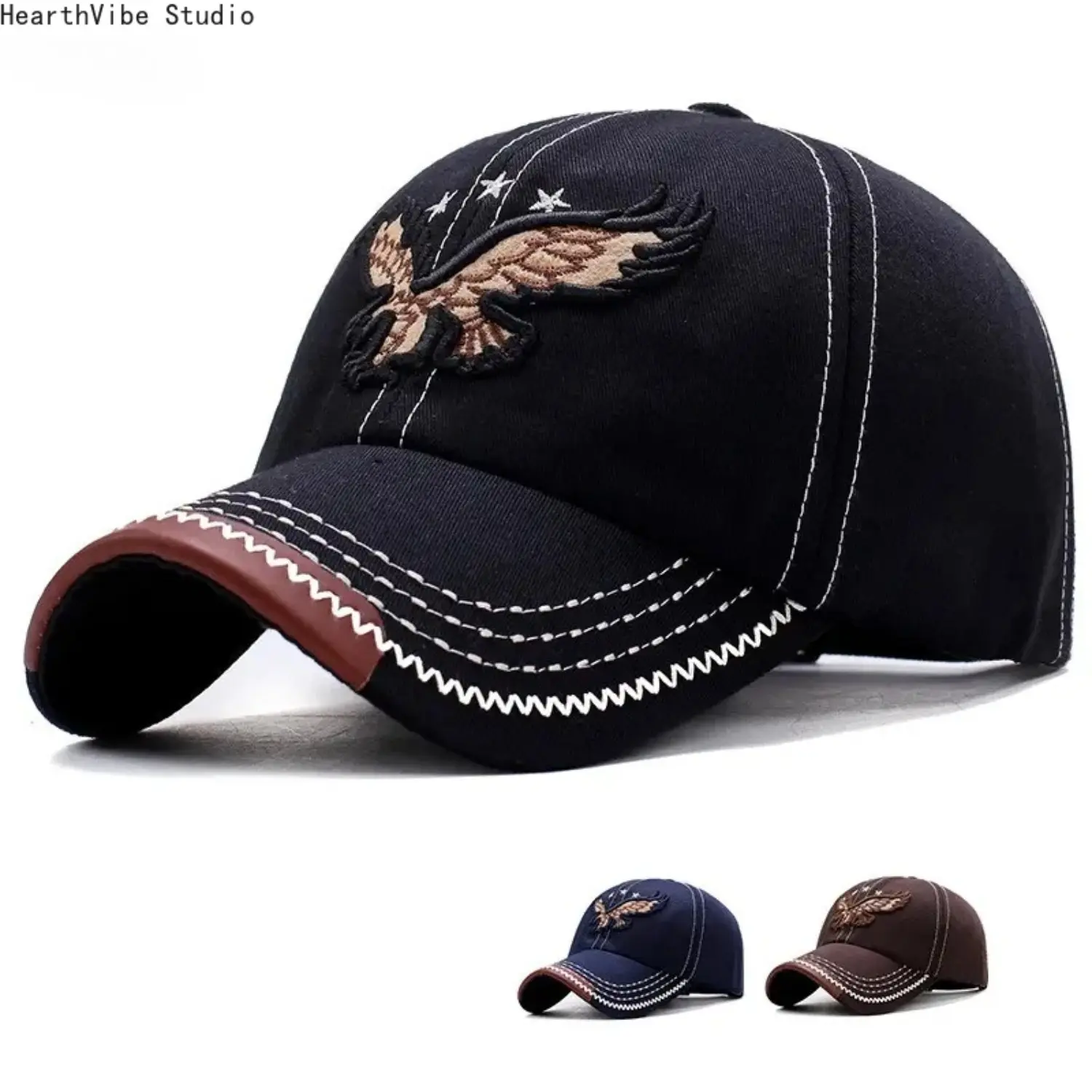 Eagle Embroidered Snapback Hat, Classic Unisex Baseball Cap with a Structured Crown - Adjustable & Breathable Cotton Streetwear, Classic Baseball Cap, Snapback Cap Sports & Outdoor Hats