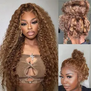 Hidden Strap 360 Deep Wave Lace Front Wigs Human Hair 180 Density Deep Curly Wig With Drawstring 360 Full Lace Frontal Wigs Human Hair Wigs For Women 360 Lace Front Wigs Pre Plucked