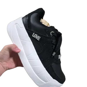 Black Platform Sneakers with Rhinestone Details and Comfortable White Sole for Everyday Wear