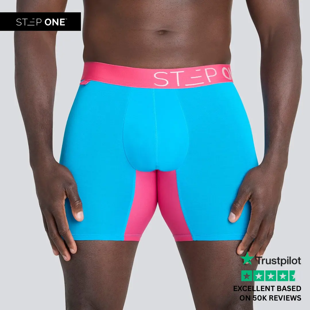 Step One Men's Boxer Brief - Cotton Candy, Anti-Chafe, Breathable Bamboo Fabric, UltraGlyde Panels, Hidden Elastic Pouch, Premium Underwear, Athletic Daily wear