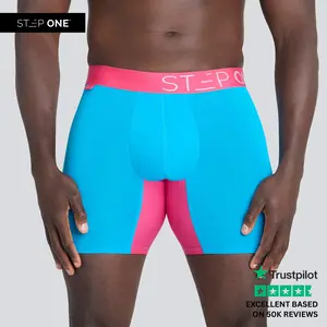 Step One Men's Boxer Brief - Cotton Candy, Anti-Chafe, Breathable Bamboo Fabric, UltraGlyde Panels, Hidden Elastic Pouch, Premium Underwear, Athletic Daily wear