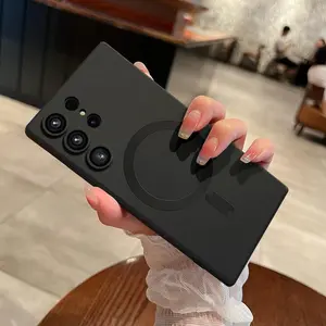 For Samsung Galaxy Luxury Magnetic Case For Samsung Galaxy S24 S23 S22 Ultra S21 FE Plus With Lens Protector Wireless Charging Phone Accessories