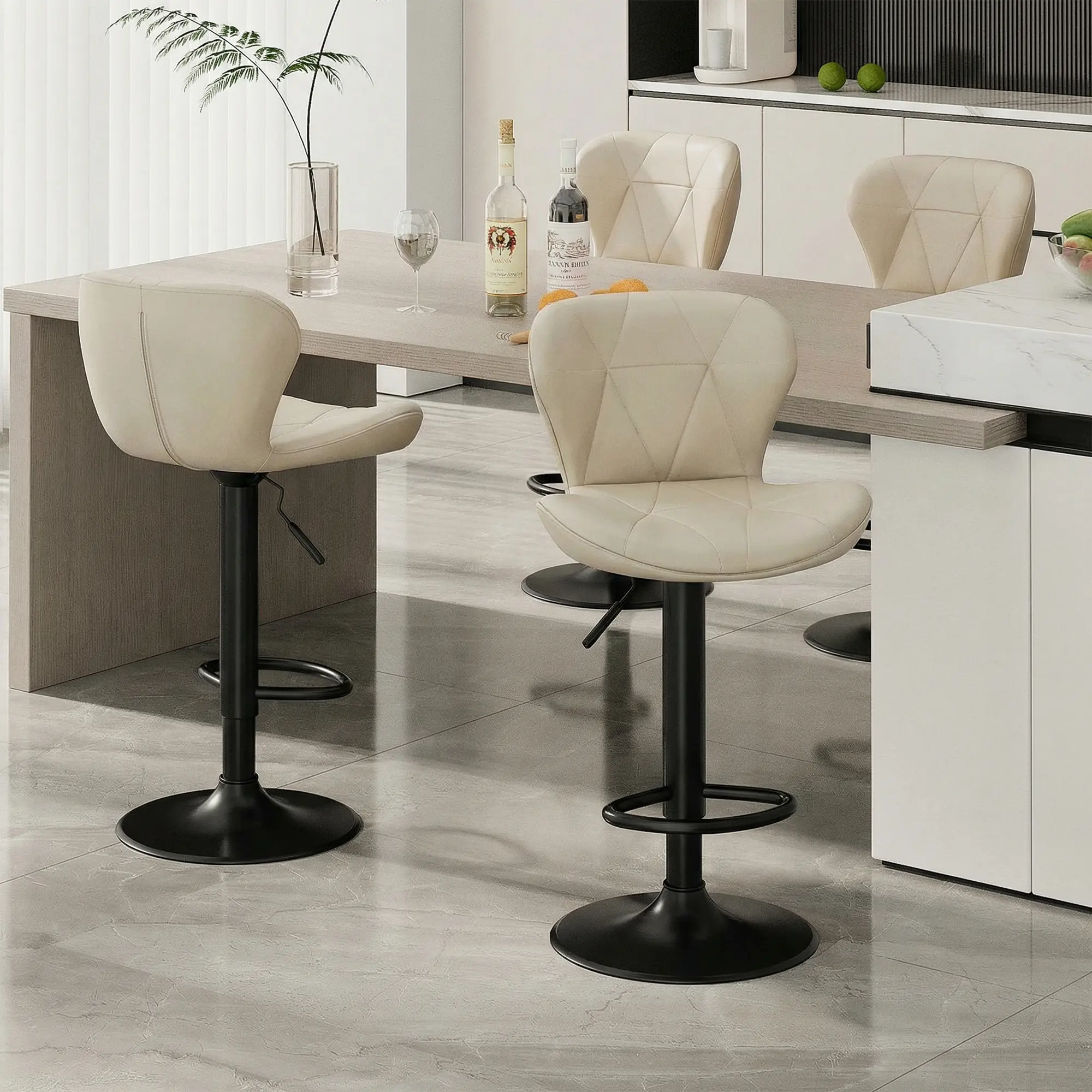 Arlopu Bar Stools Set of 2/4, Adjustable PU Leather Swivel Barstools,Counter Stools with Back and Footrest,Counter Height Barstools for Bar, Kitchen,Dining,Entertainment Center summerwins