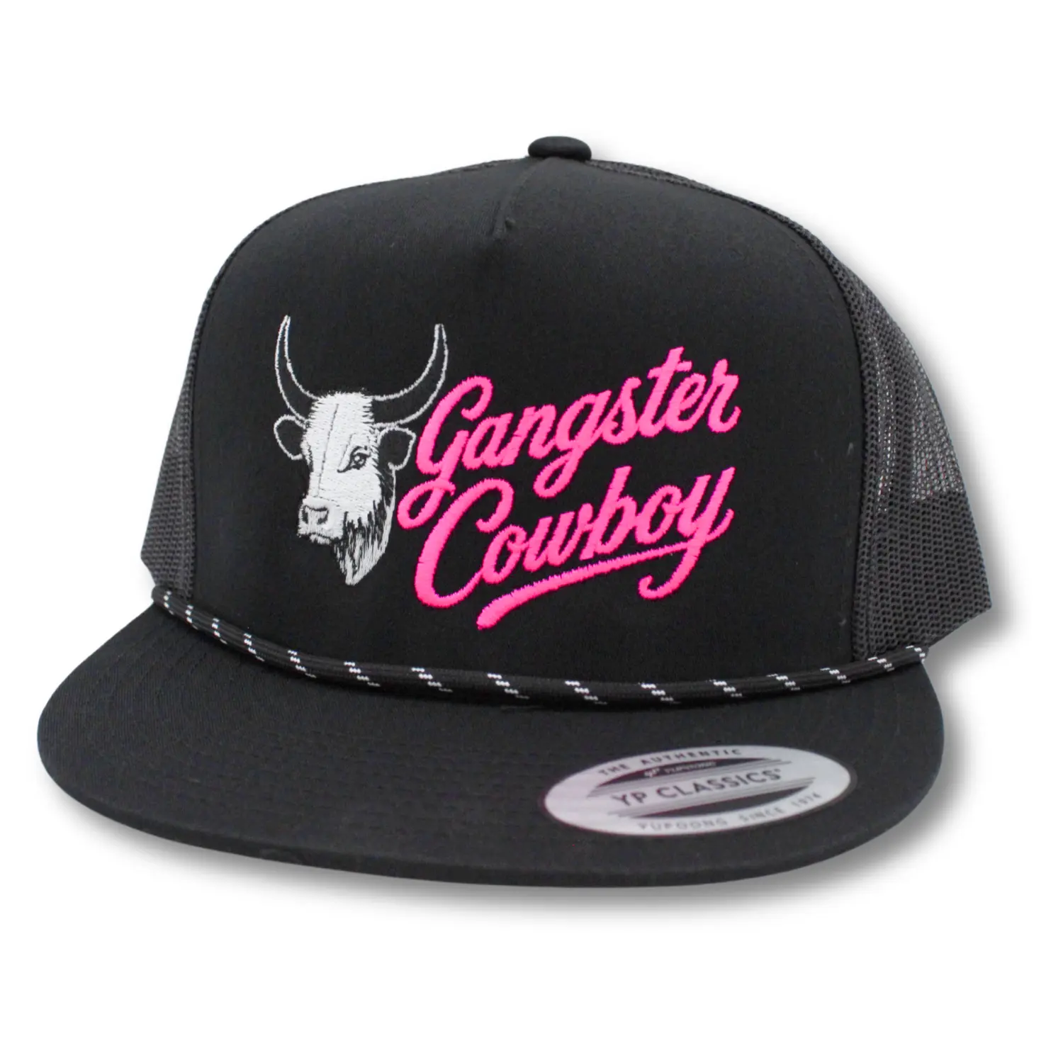 The Head Honcho - Black, Pink, and White. Yupoong Classic Snapback. Gangster Cowboy Official Product