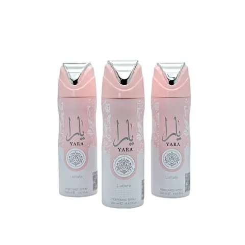 Lattafa Yara 200ml Deo Sprays (Pack of 3) Saver bundle for Womens