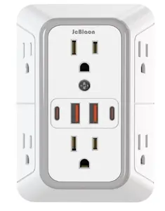 Outlet Extender Surge Protector - 6 Outlet Splitter with 4 USB Ports (2 USB C), Wall Charger,Plug Expander for Home Office Desk,Multiple Plug Expander Wall Charger, 3 Sided Multi Plug Wall Adapter Power Strip for Home Office Kitchen Travel