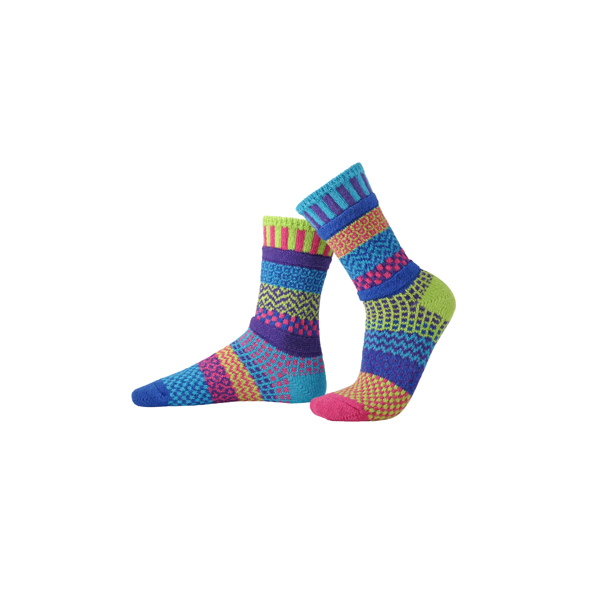 Solmate Socks Bluebell Crew Socks - Mismatched, Recycled Cotton, Made in USA