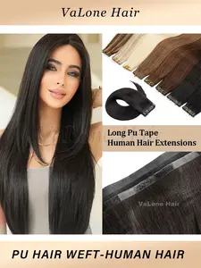 Long Weft PU Genius Weft Tape in Extensions Real Human Hair, PU Skin Bundle for Women, Easy to Wear Natural Hair Extensions