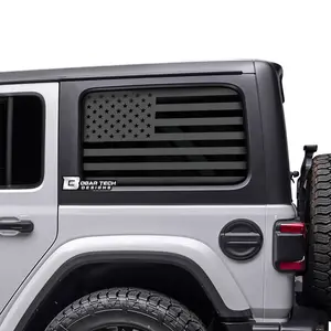 American Flag Window Decal for Jeep Wrangler JLU 2018-2026 – Precut Matte Black Vinyl