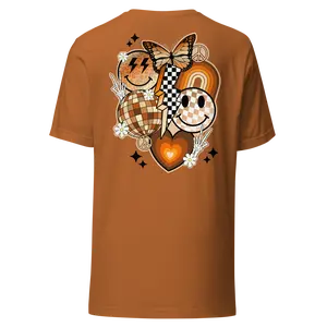 Women's Smiley Face Butterfly Rainbow Retro Trendy Gift Graphic T-Shirt: Standard and Plus Size Tee
