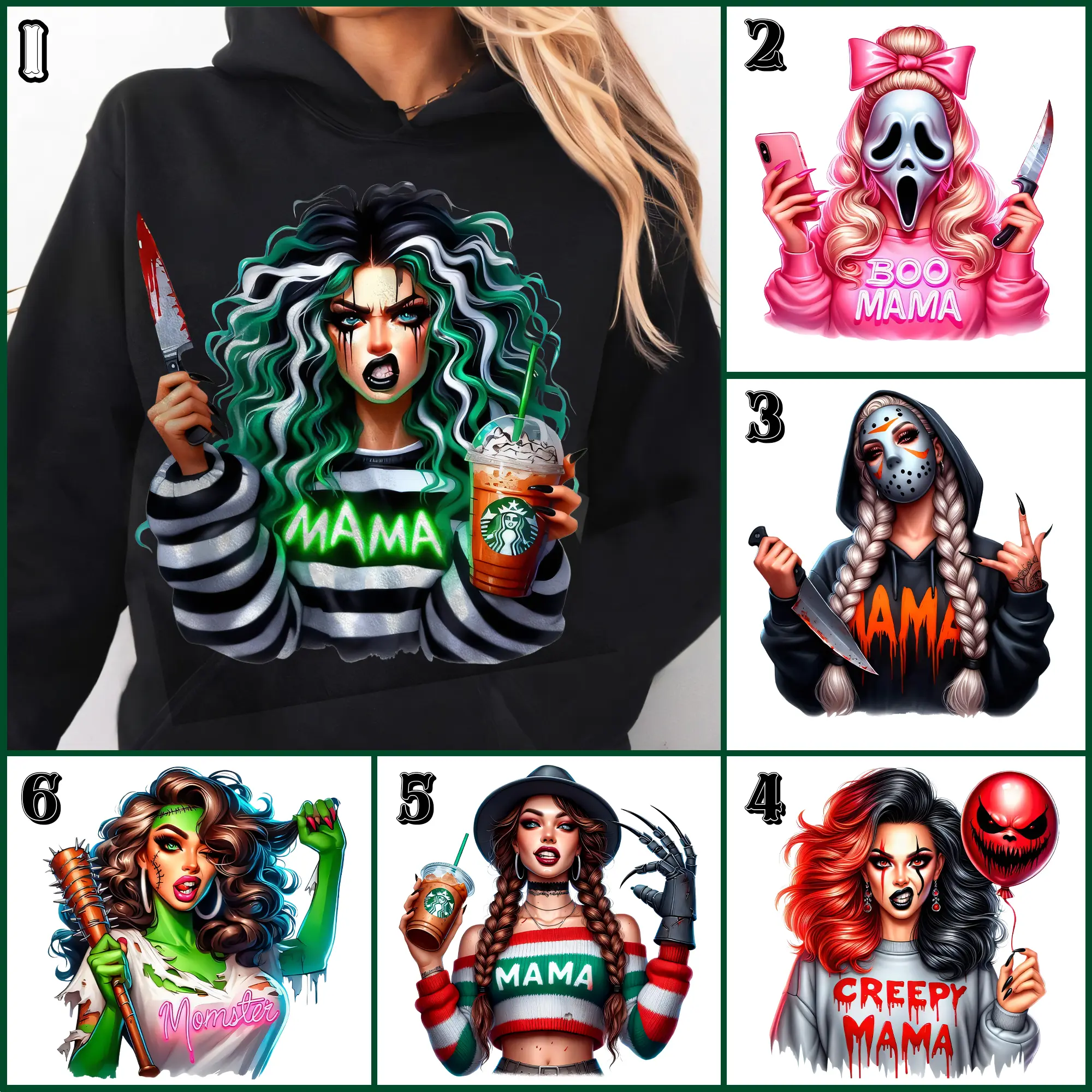 Spooky Mama Horror Halloween Hoodie, Sassy Girl Halloween Graphic Tee, Funny Horror Movie Shirt, Trendy Mama Drinking Streetwear Top, Gift for Halloween