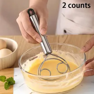 Stainless Steel Handheld Bread Whisk, 2 Counts Danish Dough Mixer, Dutch Dough Scraper, Handheld Egg Beater, Quick Mixing Tool, Baking Tools for Cooking, Stirring & Egg Beating