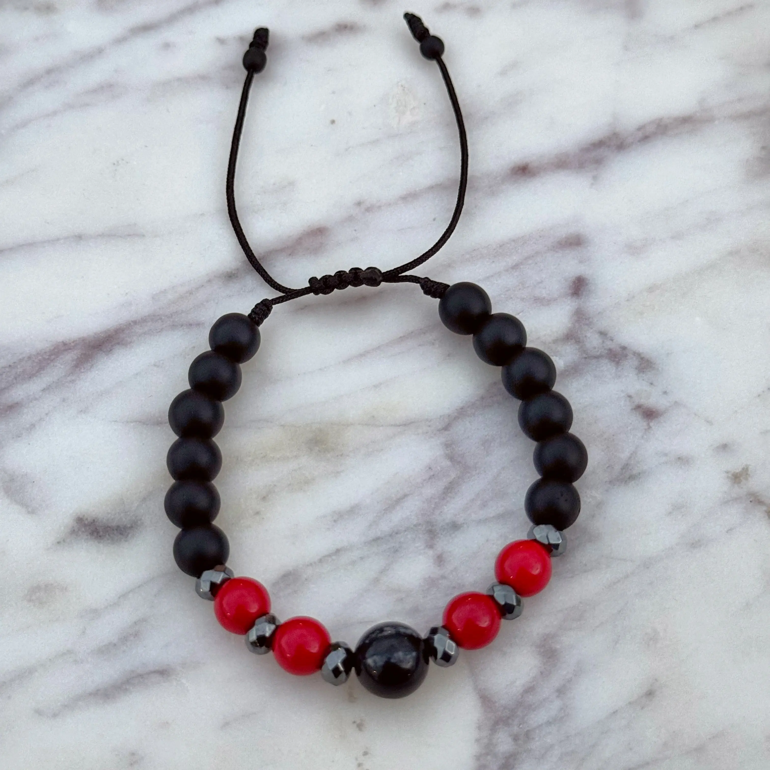 Men's Black Natural Tibetan Stone Handmade Jewelry Bracelet - Gold-Plated Adjustable Slider Bracelet, Elegant Accessory for Costume Jewelry Collections, Adjustable Slider Bracelets
