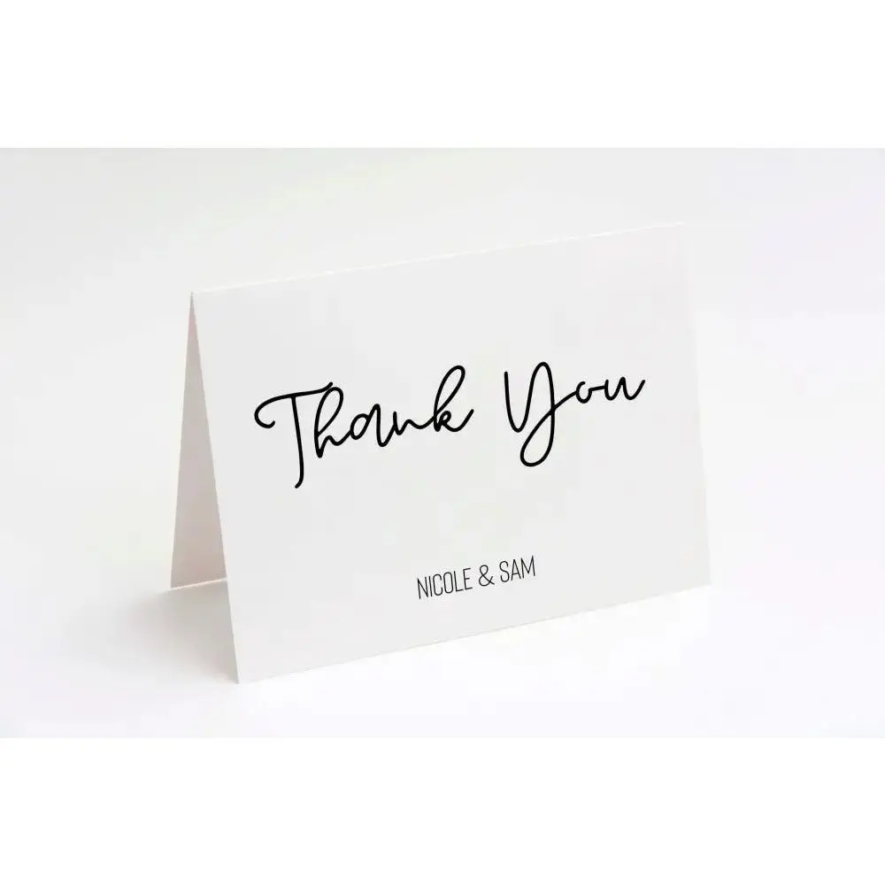Personalized Thank You Card, Black and White Script