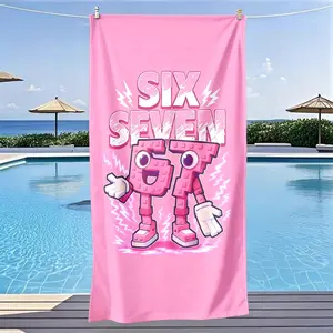 Six Seven Digital Human Theme Design Beach Towel, Fast Drying Ultra Soft Polyester Fiber, Multi-Purpose Yoga Travel Swimming Camping, Swim Towels